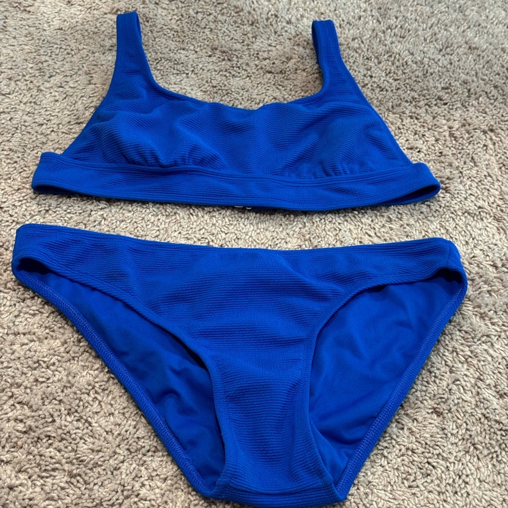 Xhilaration Blue Ribbed Two-Piece Bikini Set